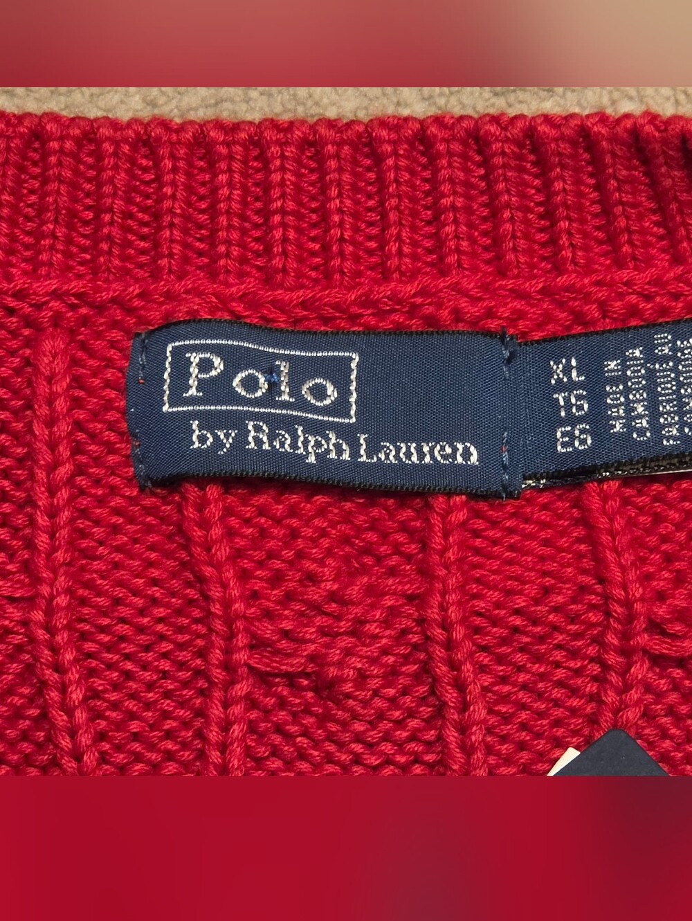 Women Polo Ralph Lauren Cable Knit Cotton Crewneck Cardigan. Size XL. Red. NWT - Picture 4 of 9